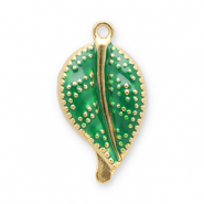 Stainless steel charms leaf Gold-Green