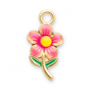 Stainless steel charms flower Gold-Light Pink-Yellow