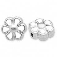 Stainless steel beads flower Silver-White