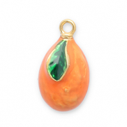 Stainless steel charms kumquat Gold-Orange-Green