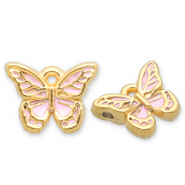 Stainless steel charms butterfly Gold-Light Pink-White
