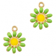 Metal charms flower Gold-Ochre Yellow-Green