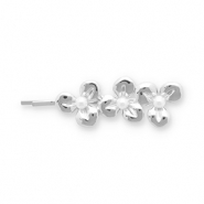 Hair accessories bobby pin flowers with imitation pearls Silver-White