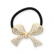 Hair accessories hair tie with metal bow with strass Gold-Black-Transparent