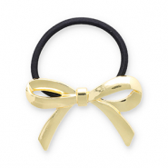 Hair accessories hair tie with metal bow Gold-Black