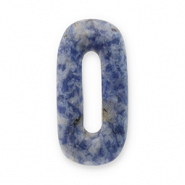 Natural stone charms Sodalite and Microcline oval Blue-White