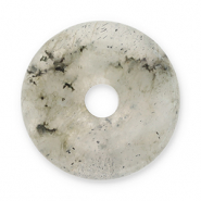 Natural stone charms Agate donut 16mm Transparent Grey-Black