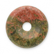 Natural stone charms Agate donut 16mm Red-Olive Green