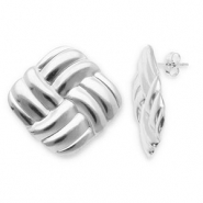 Stainless steel earrings / earpins square Silver