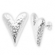 Stainless steel earrings / earpins heart Silver