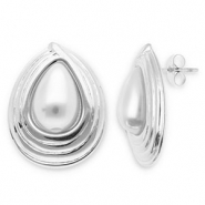 Stainless steel earrings / earpins drop Silver-White