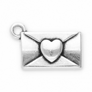 DQ European metal charms envelope with heart Antique Silver (Nickelfree)