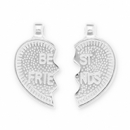 DQ European metal charms "best friends" Antique Silver (Nickelfree)