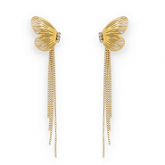 Stainless steel earrings / earpins butterfly Gold