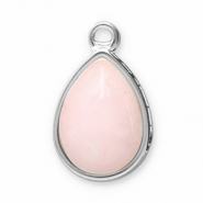 Stainless steel charms natural stone drop Silver-Pink