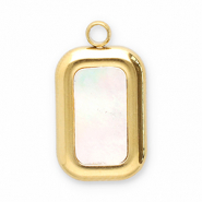 Stainless steel charms shell rectangle Gold-White