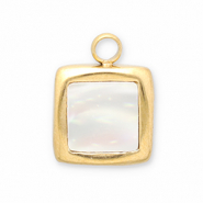 Stainless steel charms shell square Gold-White