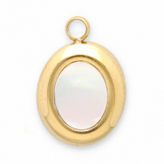 Stainless steel charms shell oval Gold-White