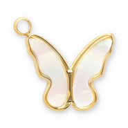 Stainless steel charms shell butterfly Gold-White