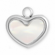 Stainless steel charms shell heart Silver-White