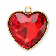 Stainless steel charms facet heart Gold-Red