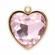 Stainless steel charms facet heart Gold-Pink