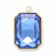 Stainless steel charms facet rectangle Gold-Dark Blue