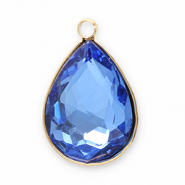 Stainless steel charms facet drop Gold-Dark Blue