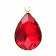 Stainless steel charms facet drop Gold-Red