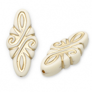 Acrylic beads rhombus arabesque Off White-Gold
