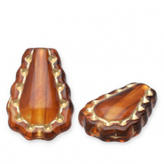 Acrylic beads drop Cognac Brown-Gold