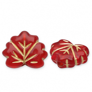 Acrylic beads leaf Red-Gold
