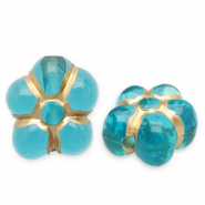 Acrylic beads flower Teal Blue-Gold