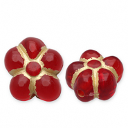 Acrylic beads flower Red-Gold