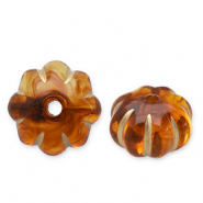 Acrylic beads flower Cognac Brown-Gold