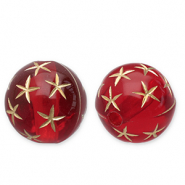 12 mm acrylic beads round with stars Red-Gold