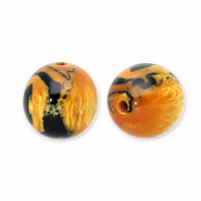 Resin beads with glitter 14mm Burnt Orange-Gold-Black