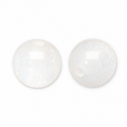 12 mm acrylic beads with glitter White-Turquoise
