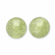 8 mm acrylic beads with glitter Olive Green-Silver