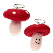 Keychain felt mushroom Red-Light Pink