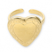 Stainless steel rings heart Gold