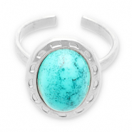 Stainless steel rings with natural stone Silver-Turquoise