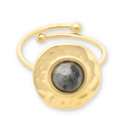 Stainless steel rings with natural stone Gold-Dark Grey