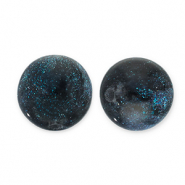 12 mm acrylic beads with glitter Black-Turquoise