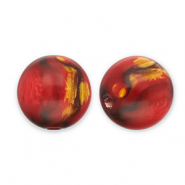 Resin beads with glitter 12mm Red-Gold