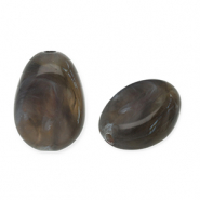 Acrylic beads egg-shaped Dark Grey-White