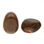 Acrylic beads egg-shaped Dark Brown-White