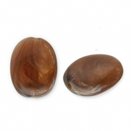 Acrylic beads oval Brown-White