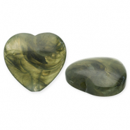 Acrylic beads heart Olive Green