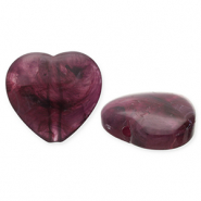 Acrylic beads heart Aubergine 